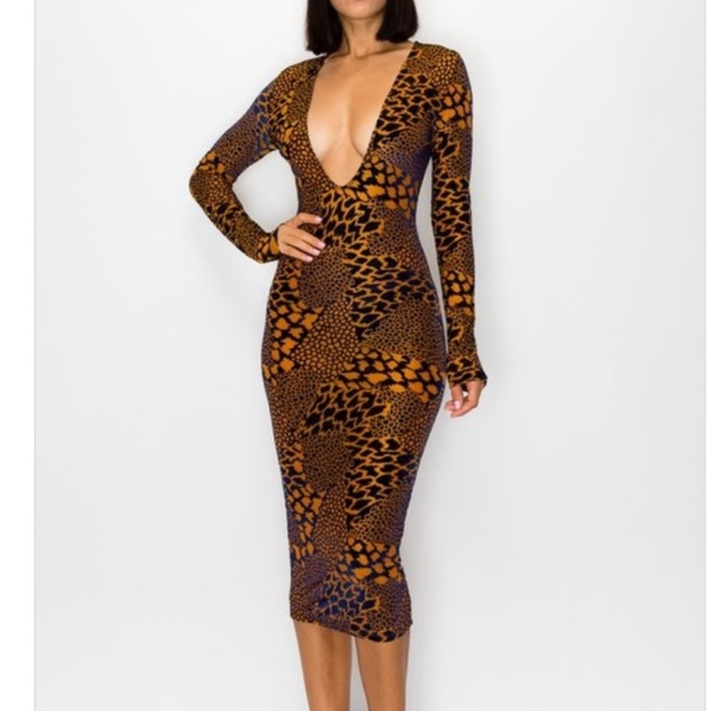 Leopard Print Long Sleeve Dress